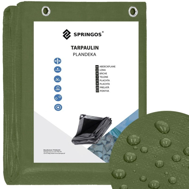 Krycí plachta s oky 3x3 m, 120g PE, zelená SPRINGOS PROTECT Krycí plachta s oky 3x3 m, 120g PE, zelená SPRINGOS PROTECT