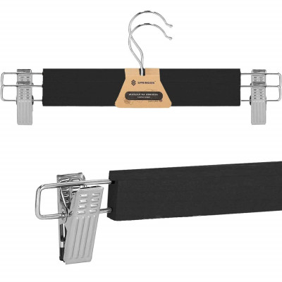 Dřevěná ramínka s klipy 33 cm, černá, 2ks SPRINGOS HG0064