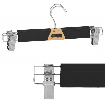Dřevěná ramínka s klipy 33 cm, černá, 2ks SPRINGOS HG0064