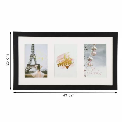 Fotorámeček na 3 fotky, 43x25 cm, černý SPRINGOS PF0026