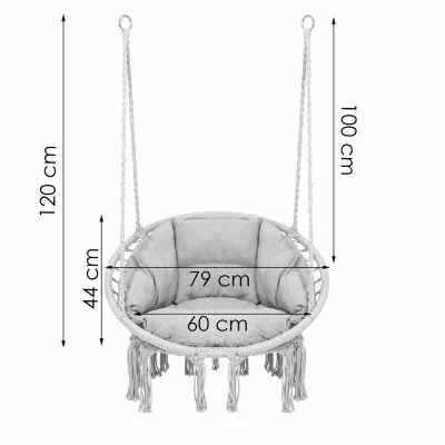 Zahradní houpačka s polštářem 60 cm, světle šedá SPRINGOS SPR0045