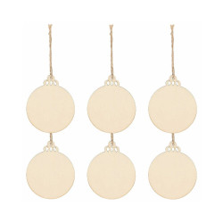 Vánoční dřevěné ozdoby - sněhová koule, sada 6ks