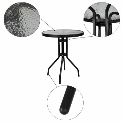 Zahradní stolek 60 cm, černý SPRINGOS BISTRO