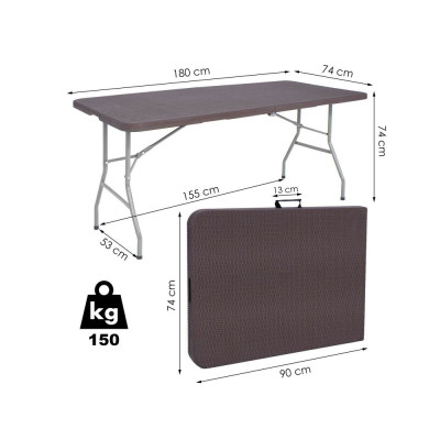 Skládací cateringový stůl 180x74 cm, hnědý SPRINGOS RAUT GF0055