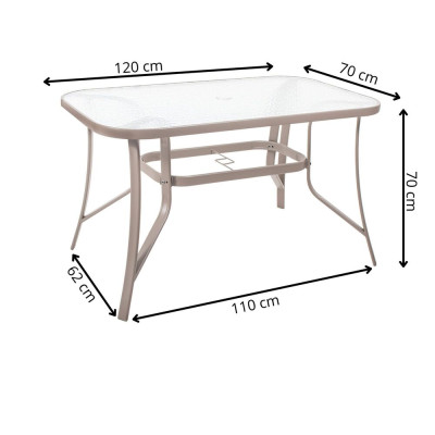 Zahradní stůl 120x70 SPRINGOS TOSCANA GF0075 tmavě béžový