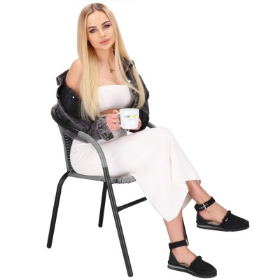 Zahradní ratanové křeslo SPRINGOS BISTRO GF1022 šedé