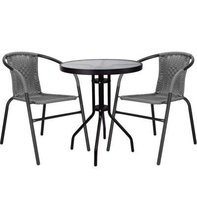 Zahradní ratanové křeslo SPRINGOS BISTRO GF1022 šedé