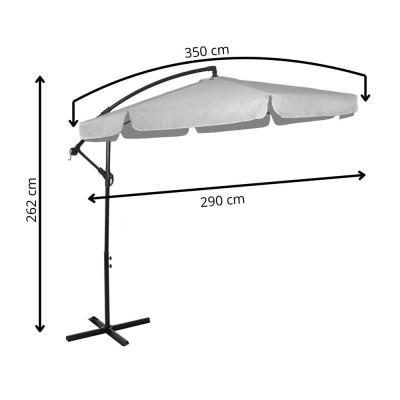 Zahradní slunečník 290 cm, světle šedý SPRINGOS CASABLANCA GU0042