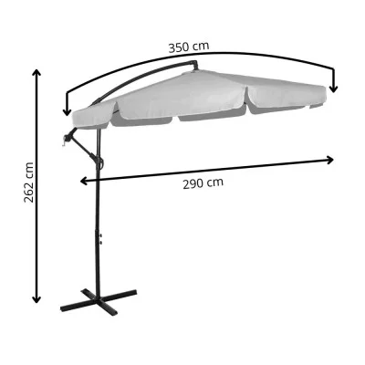 Zahradní slunečník 290 cm, světle šedý SPRINGOS CASABLANCA GU0042