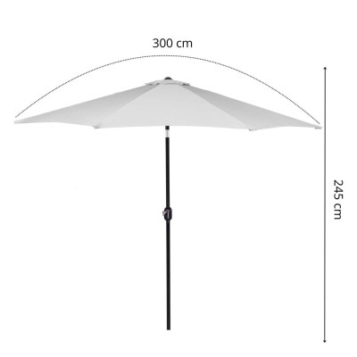 Zahradní slunečník 290 cm, světle šedý SPRINGOS SUNNY GU0034