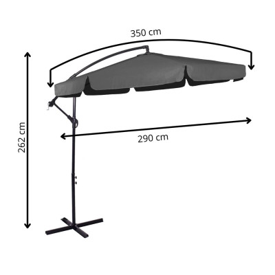 Zahradní slunečník 290 cm, grafitový SPRINGOS CASABLANCA GU0041