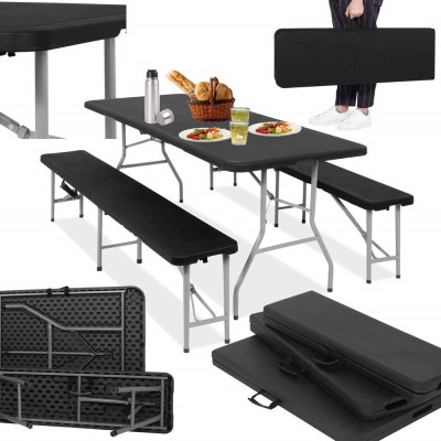 Pivní set pro 8 osob 180x75 cm SPRINGOS GF0098 černý