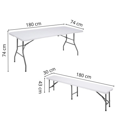 Pivní set pro 8 osob 180x75 cm SPRINGOS GF0099 bílý