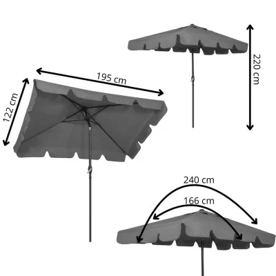 Zahradní slunečník 230 cm, tmavě šedý SPRINGOS PALMA GU0037