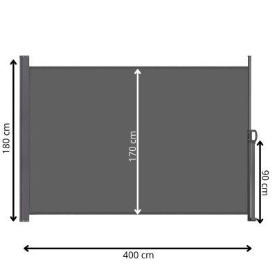 Boční výsuvná markýza 400x180 cm SPRINGOS AW0007 antracitová