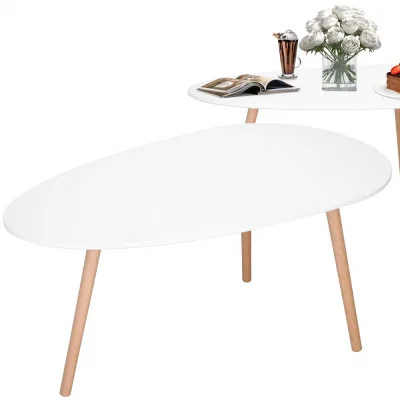 Konferenční stolek oválný 100x50x48 cm SPRINGOS HF0013 bílý