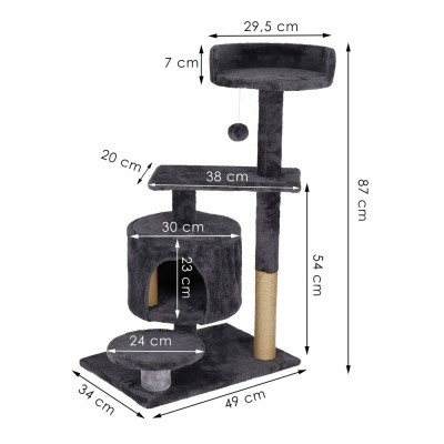 Škrabadlo pro kočky - Domeček s míčkem 5 pater 87 cm SPRINGOS PA1036