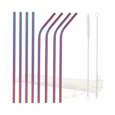 Nerezové brčko na drinky, sada 10ks, duhové SPRINGOS STRAW