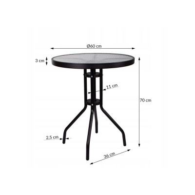 Zahradní stolek 60 cm SPRINGOS BISTRO černý