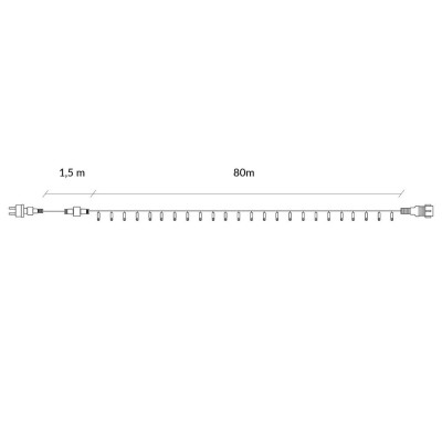 LED světelný řetěz - 81,5m, 1000LED, IP44, multicolor + záblesky