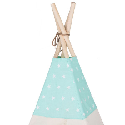 Teepee stan pro děti SPRINGOS Zelený s hvězdami