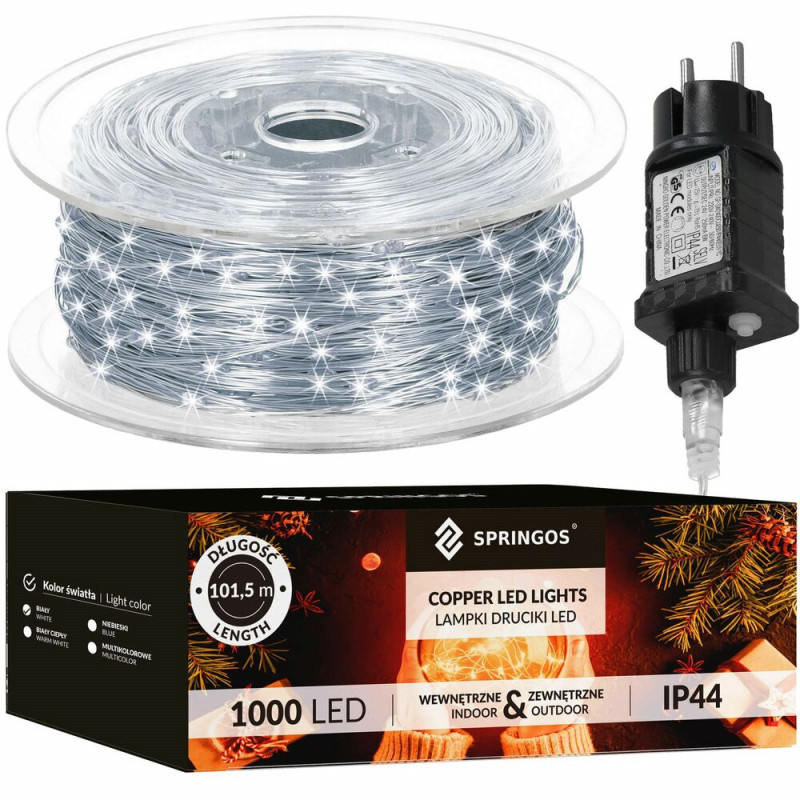 LED řetěz Nano - 100m, 1000LED, 8 funkcí, paměť, IP44, studená bílá LED řetěz Nano - 100m, 1000LED, 8 funkcí, paměť, IP44, studená bílá