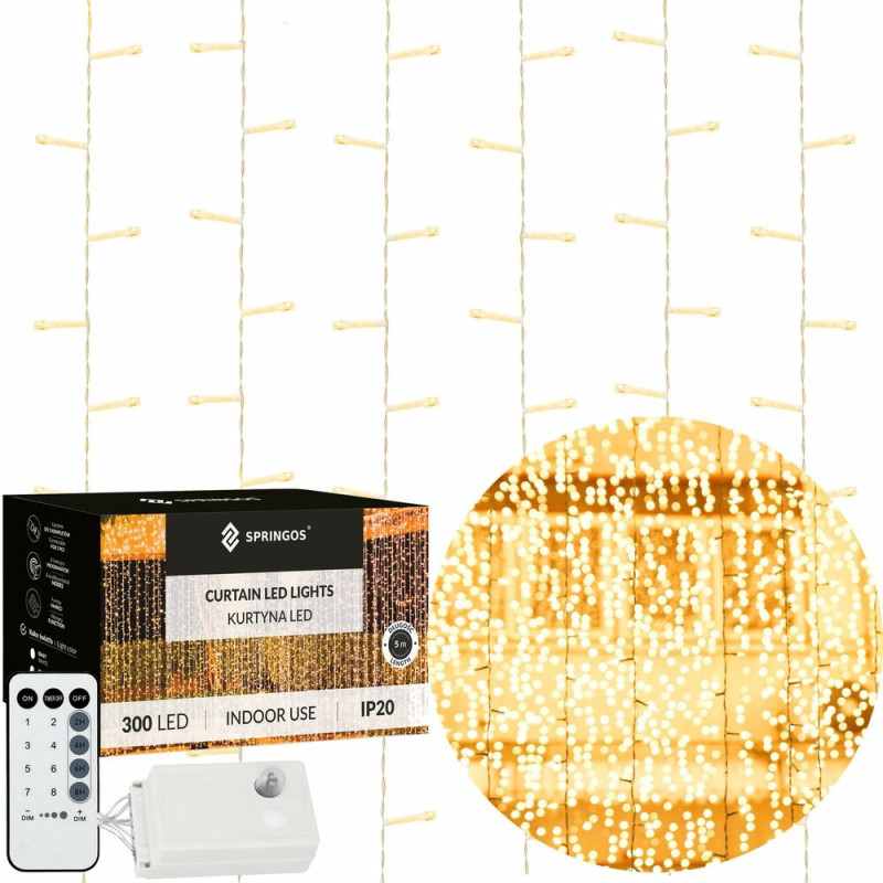 LED světelný závěs - 2x2m, 200LED, 8 funkcí, ovladač, paměť, IP20, teplá bílá LED světelný závěs - 2x2m, 200LED, 8 funkcí, ovladač, paměť, IP20, teplá bílá