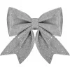 Vánoční mašle s flitry 30x27,5cm stříbrná, vánoční dekorace