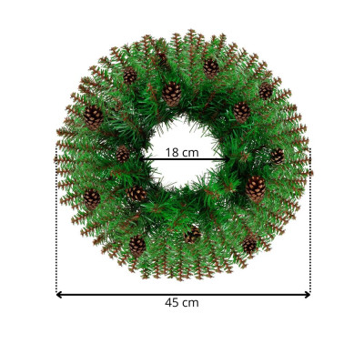 Adventní věnec extra hustý se šiškami 45cm, vánoční dekorace