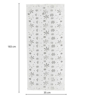 Vánoční ubrus s vločkami 183x35 cm bílý, vánoční dekorace