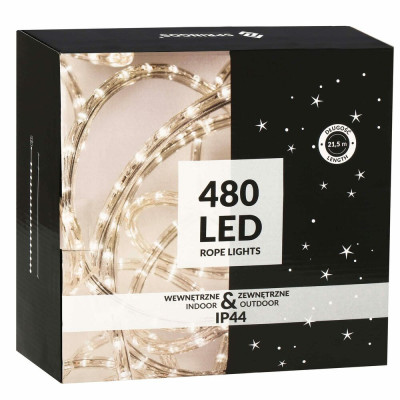 LED světelná hadice - 20m, 480LED, 8 funkcí, paměť, IP44, teplá bílá
