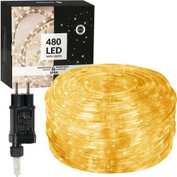 LED světelná hadice - 20m, 480LED, 8 funkcí, paměť, IP44, teplá bílá