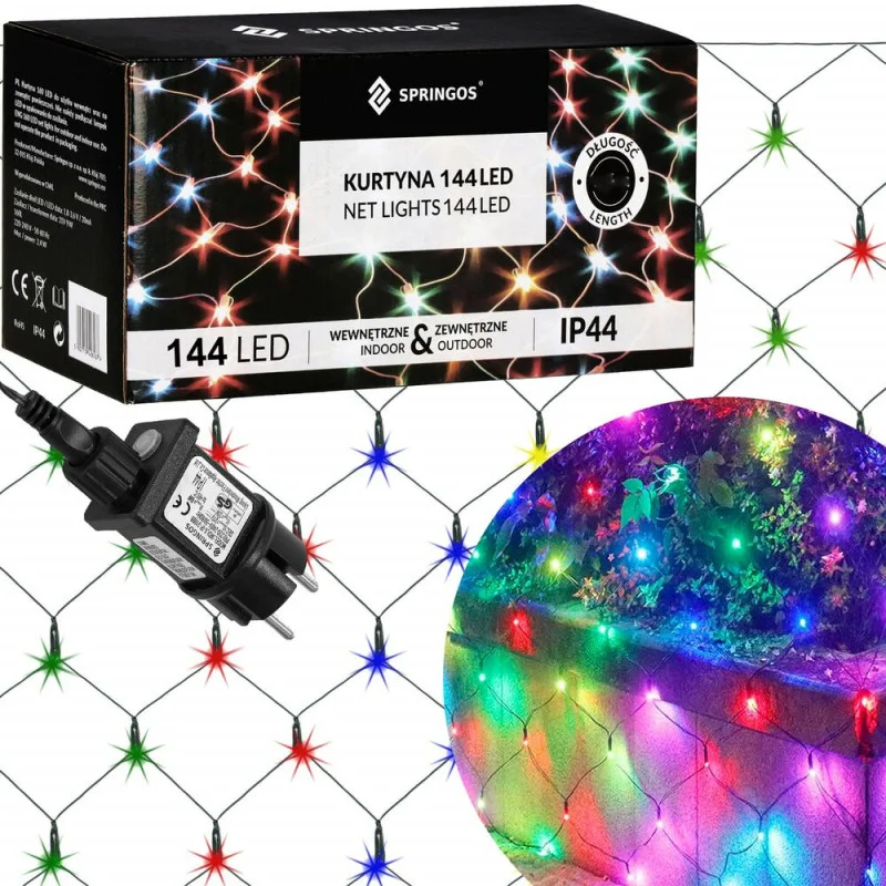 LED světelná síť - 2x2m, 144LED, 8 funkcí, paměť, IP44, multicolor LED světelná síť - 2x2m, 144LED, 8 funkcí, paměť, IP44, multicolor