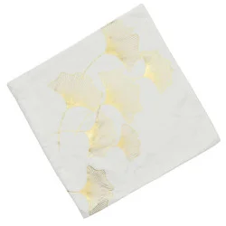 Povlak na polštář 40x40 cm Ginkgo bílo-zlatý