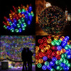 LED řetěz - 5m, 50LED, 8-funkcí, časovač, 3xAA, IP44, multicolor