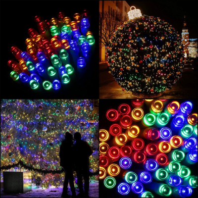 LED řetěz - 5m, 50LED, 8-funkcí, časovač, 3xAA, IP44, multicolor