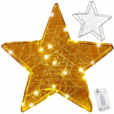 LED Hvězda - 30cm, 30LED, 3xAA, IP20, teplá bílá