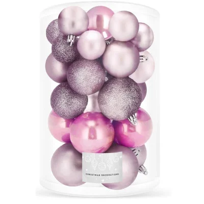Vánoční baňky růžové mix - 456cm, sada 30ks