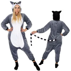 Pyžamo Lemur vel. L SPRINGOS KIGURUMI šedo-bílé