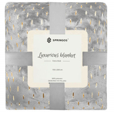 Plyšová deka 150x200 cm SPRINGOS EMBER šedá