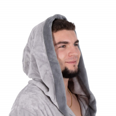 Pánský župan L/XL SPRINGOS VELVET šedý