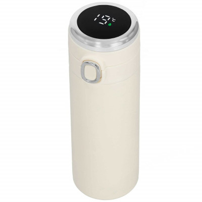 Nerezová termoska s teploměrem 420 ml SPRINGOS THERMOS krémová