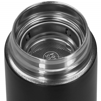 Nerezová termoska s teploměrem + sítko 500 ml SPRINGOS THERMOS černá