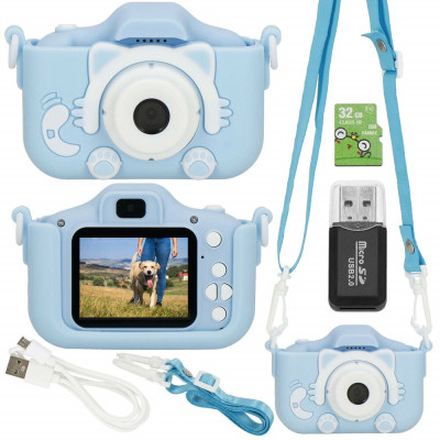 Dětský digitální fotoaparát 40Mpx 32GB SPRINGOS ZIPPY modrý