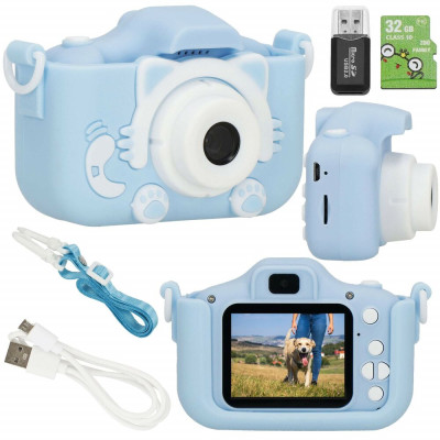 Dětský digitální fotoaparát 40Mpx 32GB SPRINGOS ZIPPY modrý