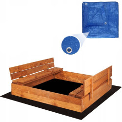 Dětské pískoviště s krytem 120x120 cm SPRINGOS + plachta a podložka