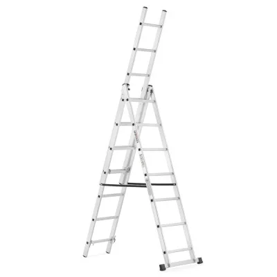 Hliníkový žebřík 3x7 příček 4,25 m třídílný HIGHER 6307
