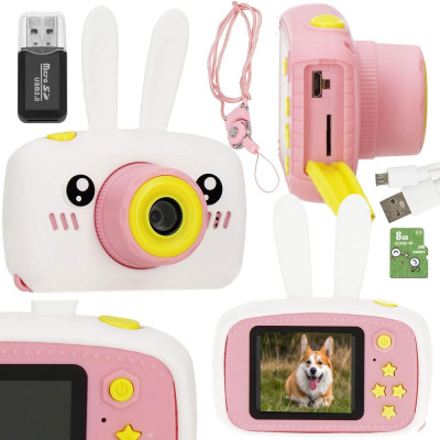 Dětský digitální fotoaparát 40Mpx 8GB SPRINGOS MINGO bílo-růžový