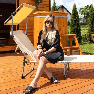 Zahradní polohovací lehátko SPRINGOS POOL béžové