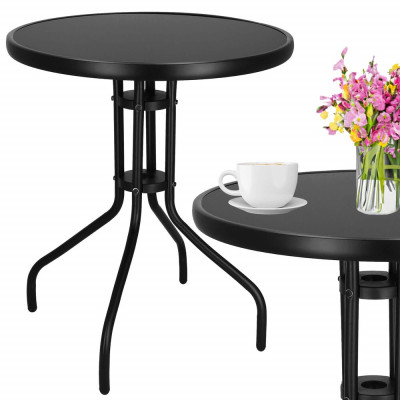 Zahradní stolek 60 cm SPRINGOS BISTRO BLACK černý